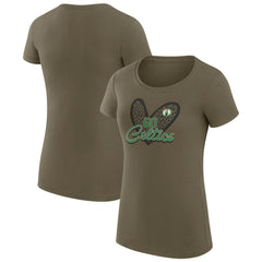Boston Celtics G-III 4Her by Carl Banks Women's Super-Slim Fit Lightweight Leopard Heart T-Shirt Hunter Green