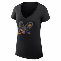 Phoenix Suns G-III 4Her by Carl Banks Women's Super-Slim Fit Lightweight Leopard Heart V-Neck T-Shirt Black