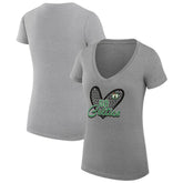 Boston Celtics G-III 4Her by Carl Banks Women's Super-Slim Fit Lightweight Leopard Heart V-Neck T-Shirt Heather Gray