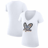 New York Knicks G-III 4Her by Carl Banks Women's Super-Slim Fit Lightweight Leopard Heart V-Neck T-Shirt White