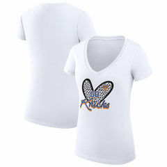 New York Knicks G-III 4Her by Carl Banks Women's Super-Slim Fit Lightweight Leopard Heart V-Neck T-Shirt White
