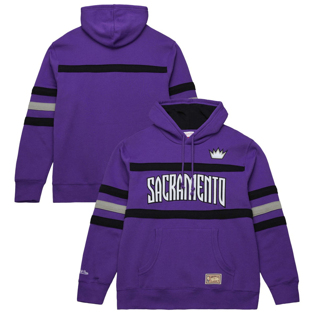 Sacramento Kings Hardwood Classics Nights Head Coach Pullover Hoodie Purple | Mitchell & Ness Lifestyle