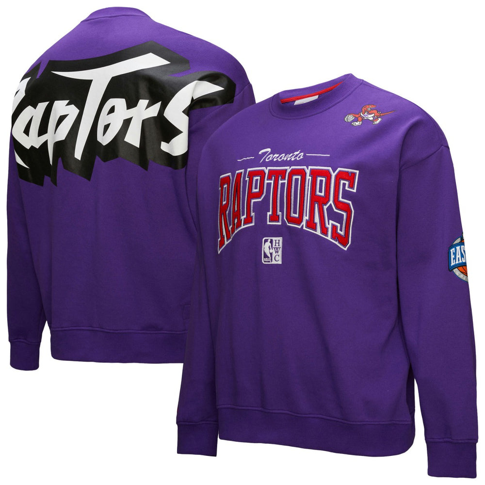 Toronto Raptors Hardwood Classics There & Back 2.0 Vintage Pullover Sweatshirt Purple | Mitchell & Ness outlet