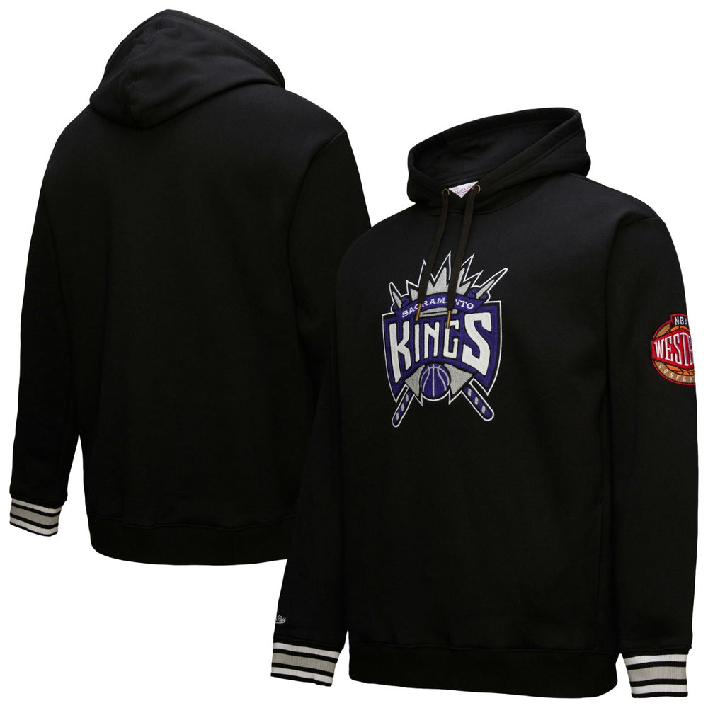 Sacramento Kings Chainstitch Applique Vintage Heavyweight Pullover Hoodie Black | Mitchell & Ness discount