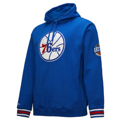 Philadelphia 76ers Chainstitch Applique Vintage Heavyweight Pullover Hoodie Royal | Mitchell & Ness for sale