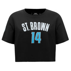 Amon-Ra St. Brown Detroit Lions Pro Standard Women's Player Name & Number Cropped Boxy T-Shirt Black