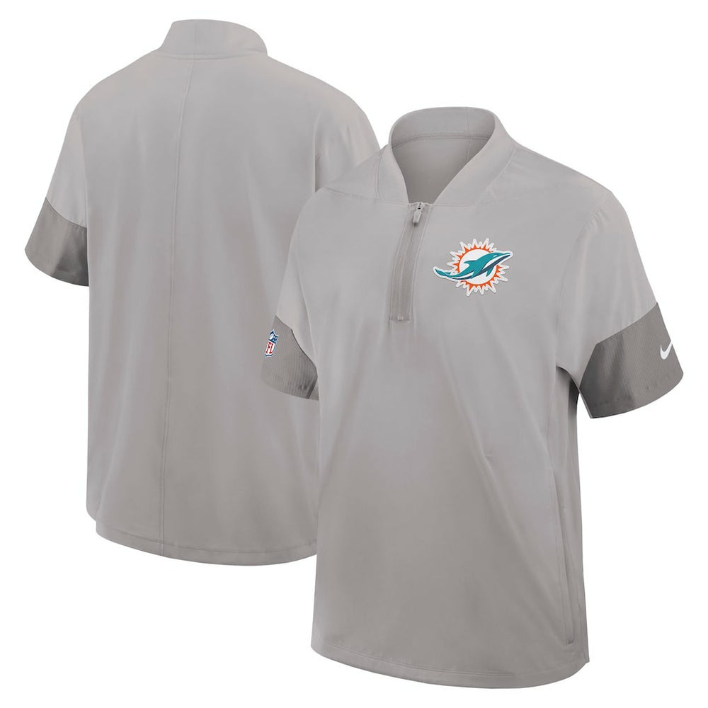 Nike Miami Dolphins Sideline Short Sleeve Quarter-Zip Dri-FIT Coach Jacket Gray