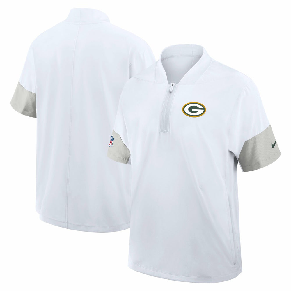 Nike Green Bay Packers Sideline Short Sleeve Quarter-Zip Dri-FIT Coach Jacket White