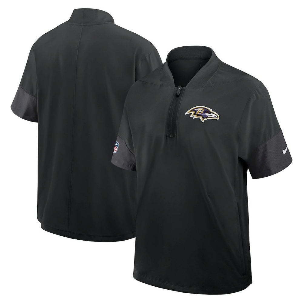 Nike Baltimore Ravens Sideline Short Sleeve Quarter-Zip Dri-FIT Coach Jacket Black