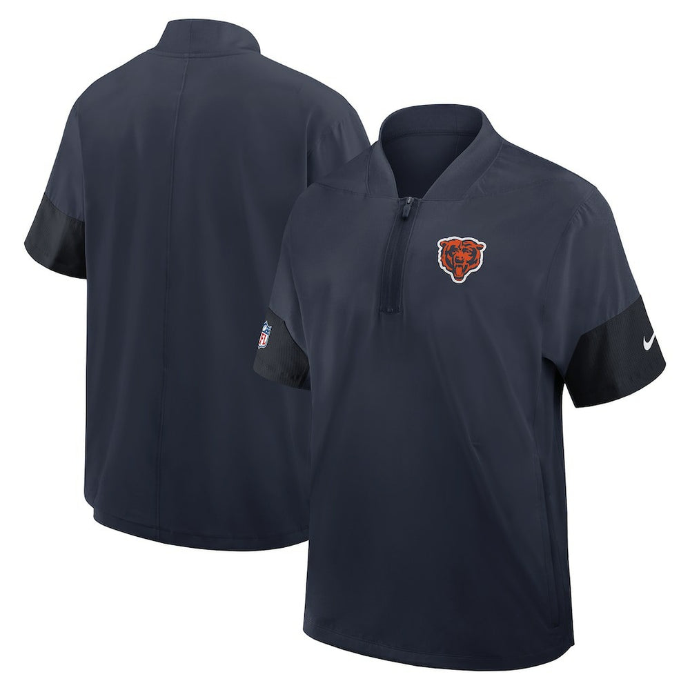Nike Chicago Bears Sideline Short Sleeve Quarter-Zip Dri-FIT Coach Jacket Navy