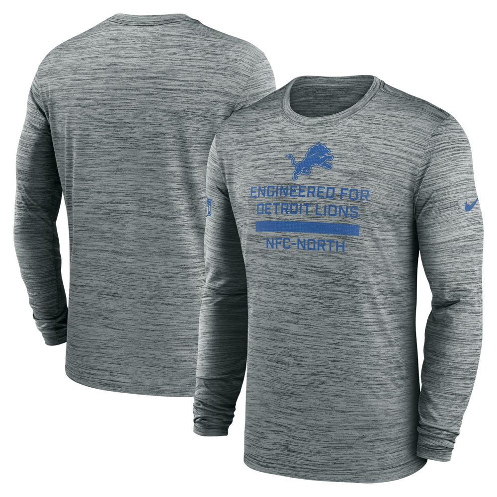 Nike Detroit Lions Sideline Velocity Performance Long Sleeve T-Shirt - Gray