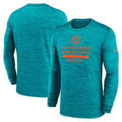 Nike Miami Dolphins Sideline Velocity Performance Long Sleeve T-Shirt - Aqua