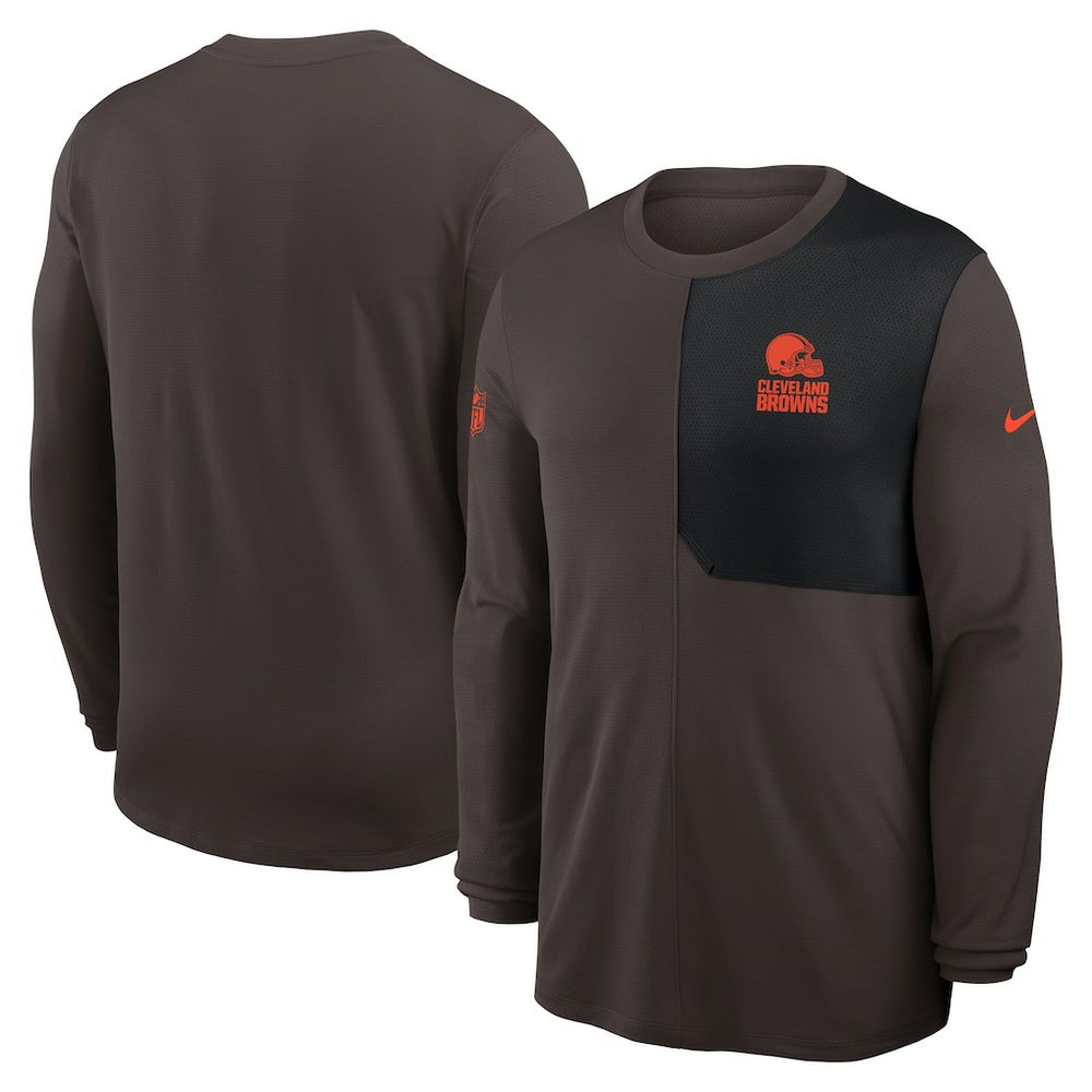 Nike Cleveland Browns Sideline Coach UV Dri-FIT Long Sleeve Shirt Brown