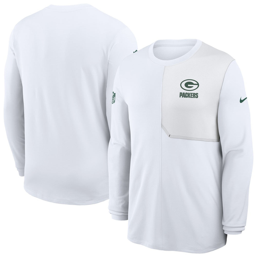 Nike Green Bay Packers Sideline Coach UV Dri-FIT Long Sleeve Shirt White