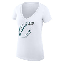 Philadelphia Eagles G-III 4Her by Carl Banks Women's Super-Slim Fit Lightweight Subtle Football V-Neck T-Shirt White