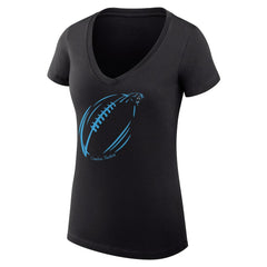 Carolina Panthers G-III 4Her by Carl Banks Women's Super-Slim Fit Lightweight Subtle Football V-Neck T-Shirt Black