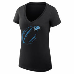 Detroit Lions G-III 4Her by Carl Banks Women's Super-Slim Fit Lightweight Subtle Football V-Neck T-Shirt Black