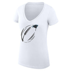 Carolina Panthers G-III 4Her by Carl Banks Women's Super-Slim Fit Lightweight Subtle Football V-Neck T-Shirt White