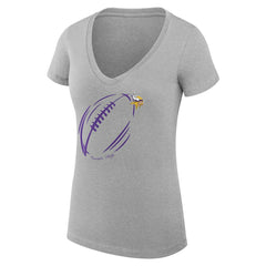 Minnesota Vikings G-III 4Her by Carl Banks Women's Super-Slim Fit Lightweight Subtle Football V-Neck T-Shirt Heather Gray