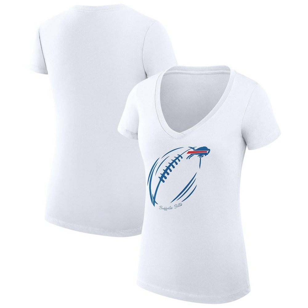 Buffalo Bills G-III 4Her by Carl Banks Women's Super-Slim Fit Lightweight Subtle Football V-Neck T-Shirt White