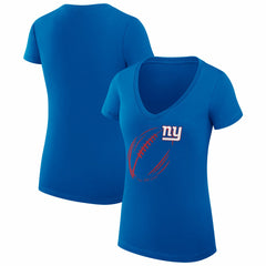 New York Giants G-III 4Her by Carl Banks Women's Super-Slim Fit Lightweight Subtle Football V-Neck T-Shirt Royal