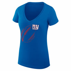 New York Giants G-III 4Her by Carl Banks Women's Super-Slim Fit Lightweight Subtle Football V-Neck T-Shirt Royal