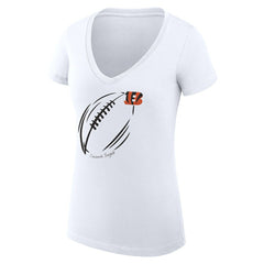 Cincinnati Bengals G-III 4Her by Carl Banks Women's Super-Slim Fit Lightweight Subtle Football V-Neck T-Shirt White