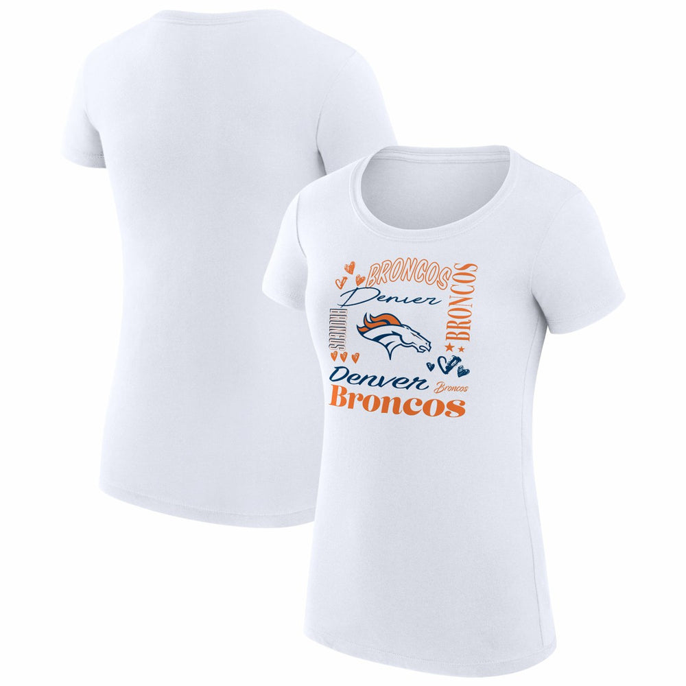 Denver Broncos G-III 4Her by Carl Banks Women's Super-Slim Fit Lightweight Collage Team T-Shirt White