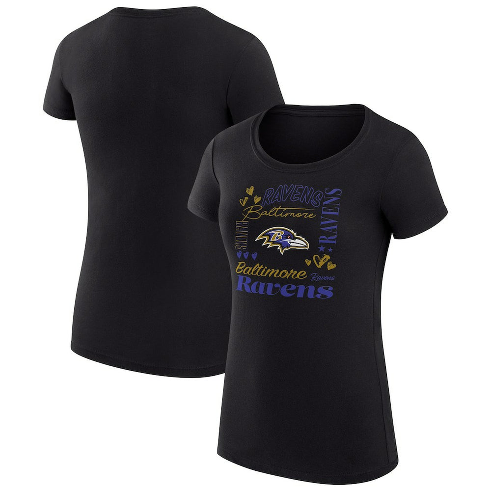 Baltimore Ravens G-III 4Her by Carl Banks Women's Super-Slim Fit Lightweight Collage Team T-Shirt Black
