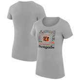 Cincinnati Bengals G-III 4Her by Carl Banks Women's Super-Slim Fit Lightweight Collage Team T-Shirt Heather Gray