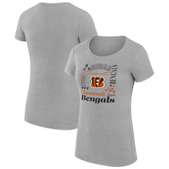 Cincinnati Bengals G-III 4Her by Carl Banks Women's Super-Slim Fit Lightweight Collage Team T-Shirt Heather Gray