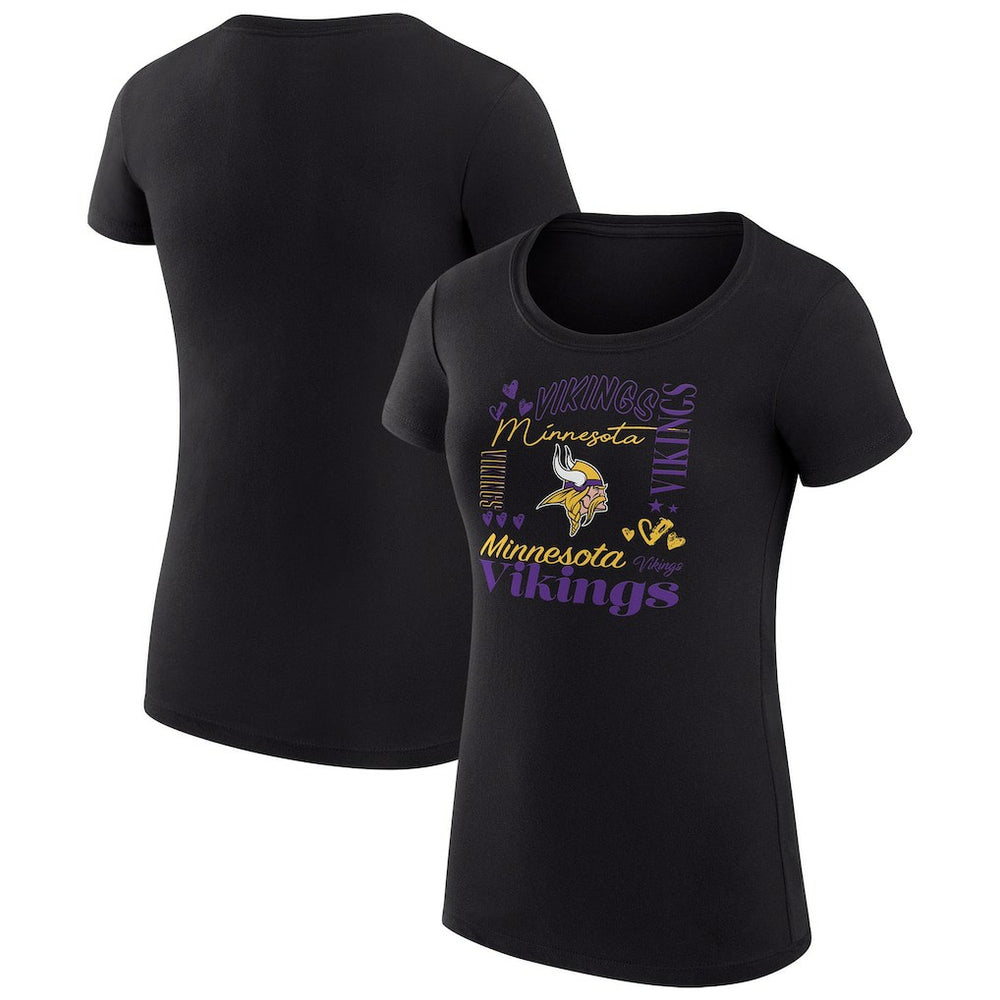 Minnesota Vikings G-III 4Her by Carl Banks Women's Super-Slim Fit Lightweight Collage Team T-Shirt Black