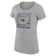 Baltimore Ravens G-III 4Her by Carl Banks Women's Super-Slim Fit Lightweight Collage Team T-Shirt Heather Gray