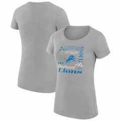 Detroit Lions G-III 4Her by Carl Banks Women's Super-Slim Fit Lightweight Collage Team T-Shirt Heather Gray