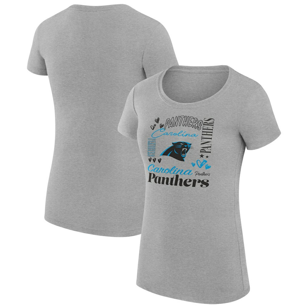 Carolina Panthers G-III 4Her by Carl Banks Women's Super-Slim Fit Lightweight Collage Team T-Shirt Heather Gray