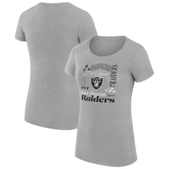 Las Vegas Raiders G-III 4Her by Carl Banks Women's Super-Slim Fit Lightweight Collage Team T-Shirt Heather Gray