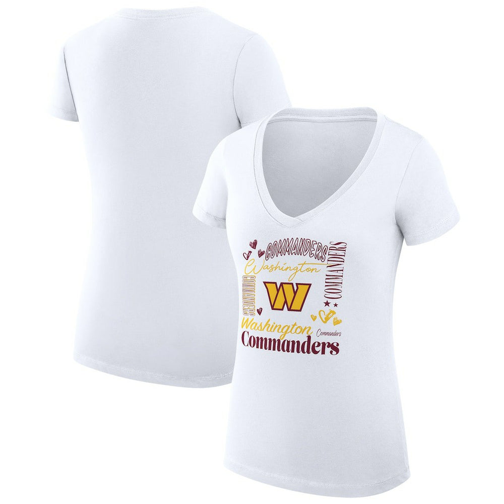Washington Commanders G-III 4Her by Carl Banks Women's Super-Slim Fit Lightweight Collage Team V-Neck T-Shirt White