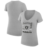 Las Vegas Raiders G-III 4Her by Carl Banks Women's Super-Slim Fit Lightweight Collage Team V-Neck T-Shirt Heather Gray