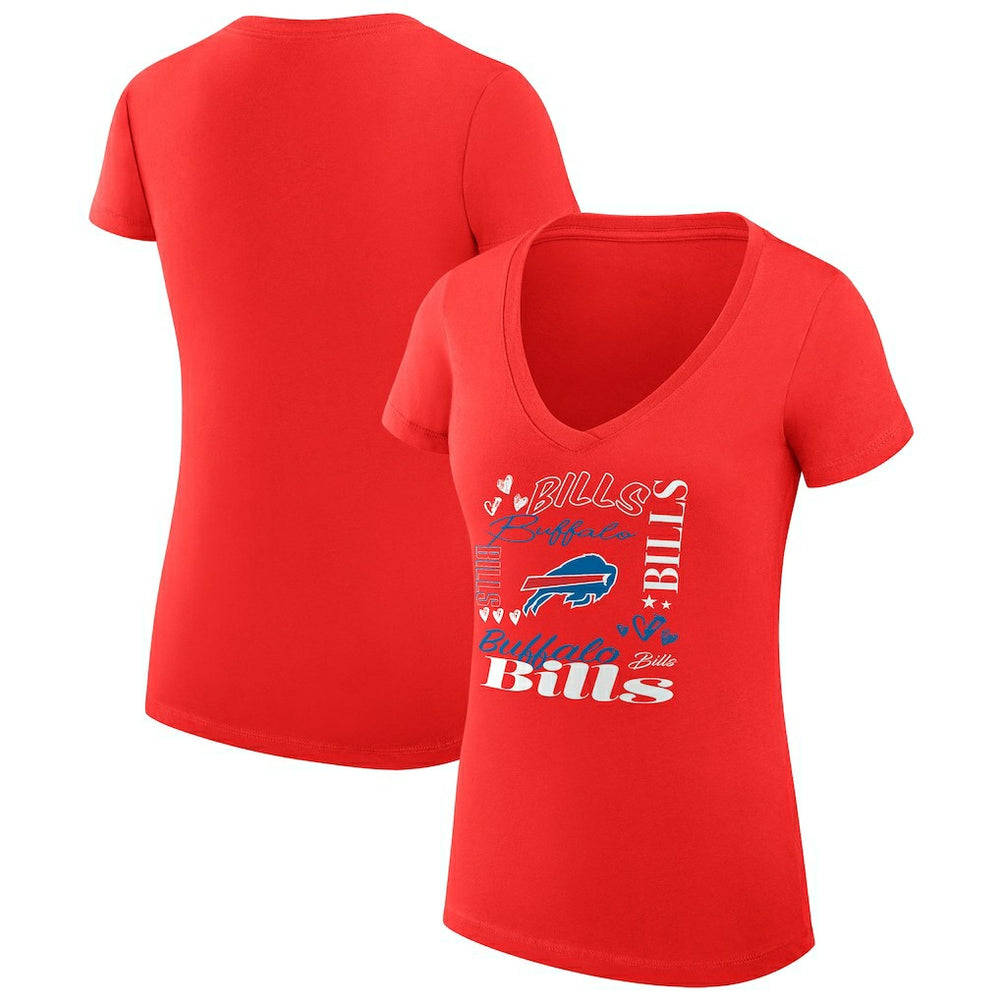 Buffalo Bills G-III 4Her by Carl Banks Women's Super-Slim Fit Lightweight Collage Team V-Neck T-Shirt Red