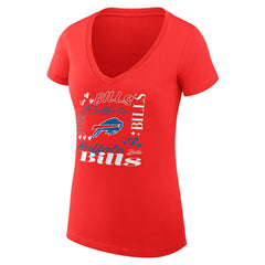 Buffalo Bills G-III 4Her by Carl Banks Women's Super-Slim Fit Lightweight Collage Team V-Neck T-Shirt Red