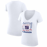 New York Giants G-III 4Her by Carl Banks Women's Super-Slim Fit Lightweight Collage Team V-Neck T-Shirt White