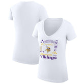 Minnesota Vikings G-III 4Her by Carl Banks Women's Super-Slim Fit Lightweight Collage Team V-Neck T-Shirt White