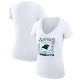 Carolina Panthers G-III 4Her by Carl Banks Women's Super-Slim Fit Lightweight Collage Team V-Neck T-Shirt White
