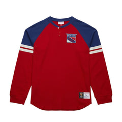 New York Rangers Mitchell & Ness Thermal Henley Long Sleeve T-Shirt - Red - NHL 202122428