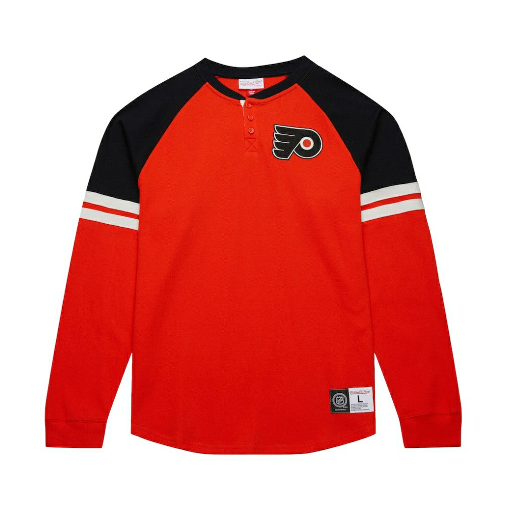 Philadelphia Flyers Mitchell & Ness Thermal Henley Long Sleeve T-Shirt - Orange - NHL 202122430