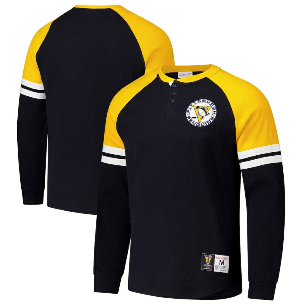 Pittsburgh Penguins Mitchell & Ness Thermal Henley Long Sleeve T-Shirt - Black - NHL 202122433