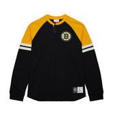 Boston Bruins Mitchell & Ness Thermal Henley Long Sleeve T-Shirt - Black - NHL 202122434