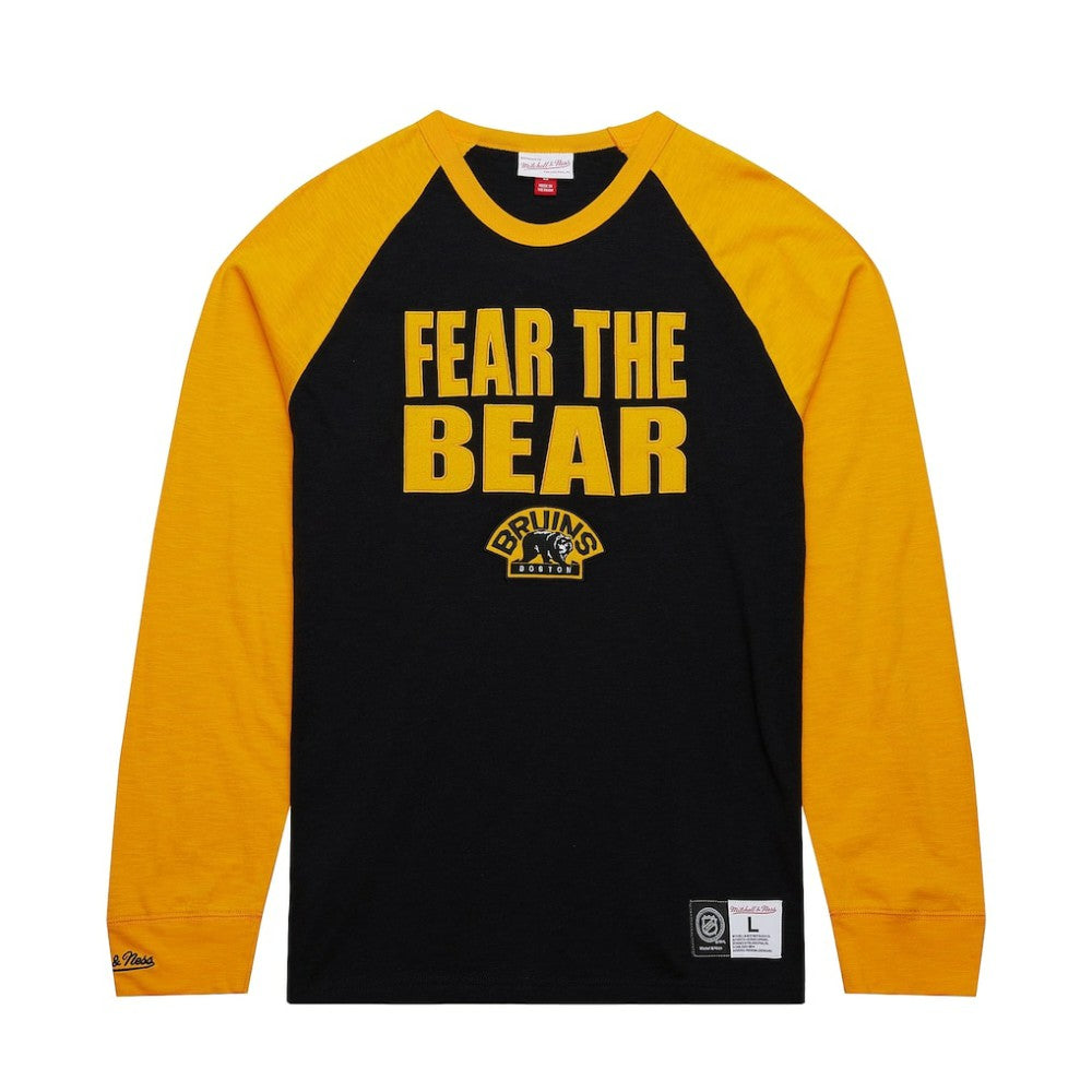Boston Bruins Mitchell & Ness Legendary Slub Raglan Long Sleeve T-Shirt - Black/Gold - NHL 202122446