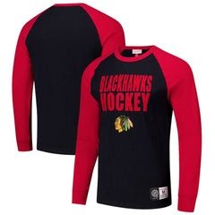 Chicago Blackhawks Mitchell & Ness Legendary Slub Raglan Long Sleeve T-Shirt - Black/Red - NHL 202122448