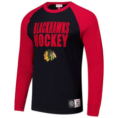 Chicago Blackhawks Mitchell & Ness Legendary Slub Raglan Long Sleeve T-Shirt - Black/Red - NHL 202122448